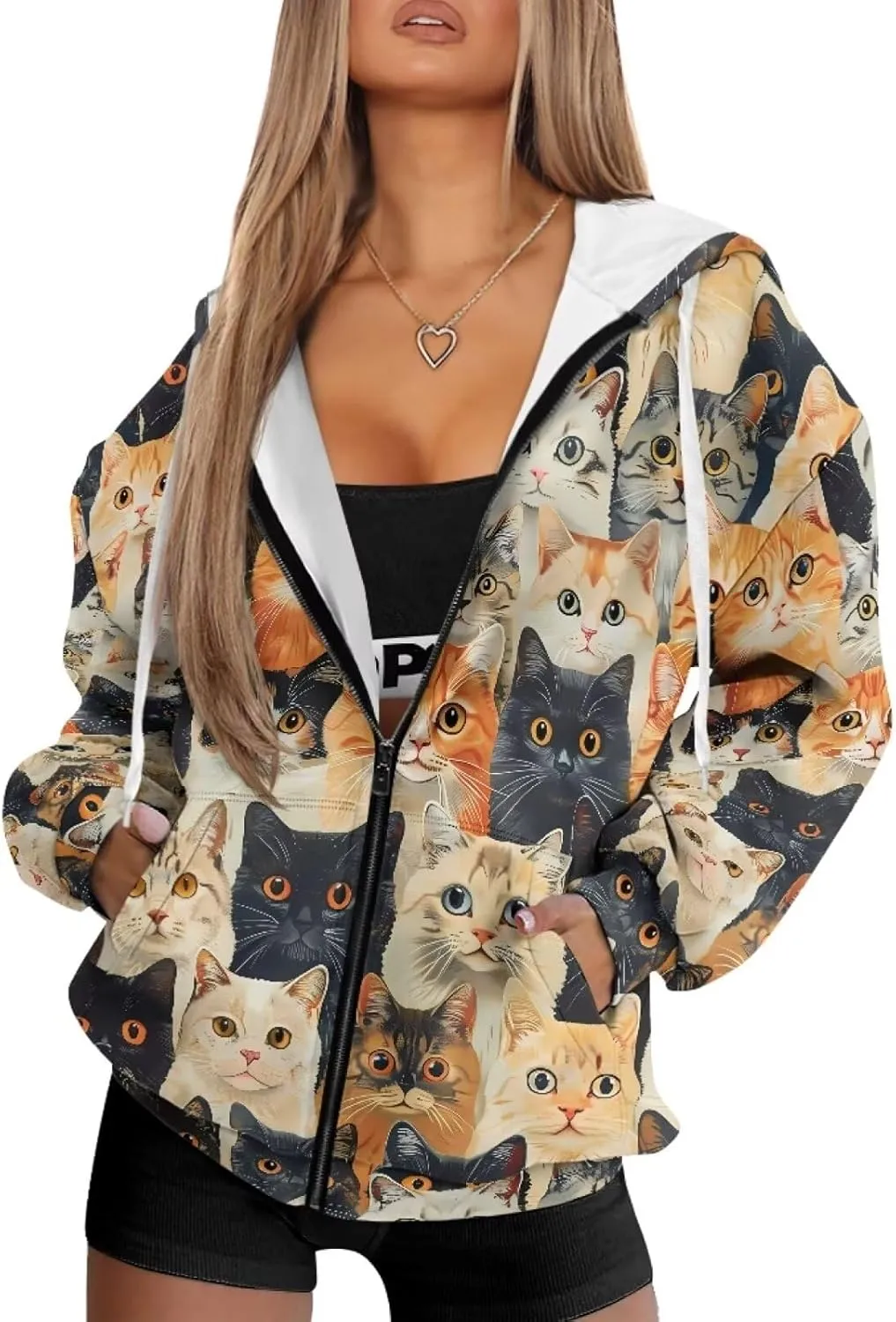 Forchrinse Red Ladybug Zip Up Hoodie for Women Long Sleeve Causal Y2K Hoodie Ladybug Oversized Sweatshirts Fall Pullover Tops