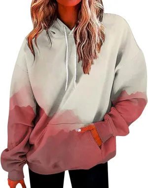 Gradient Oversized Sweatshirts for Women Loose Fit Casual Y2k Hoodies Long Sleeve Hooded Sweatshirt Trendy Pullover