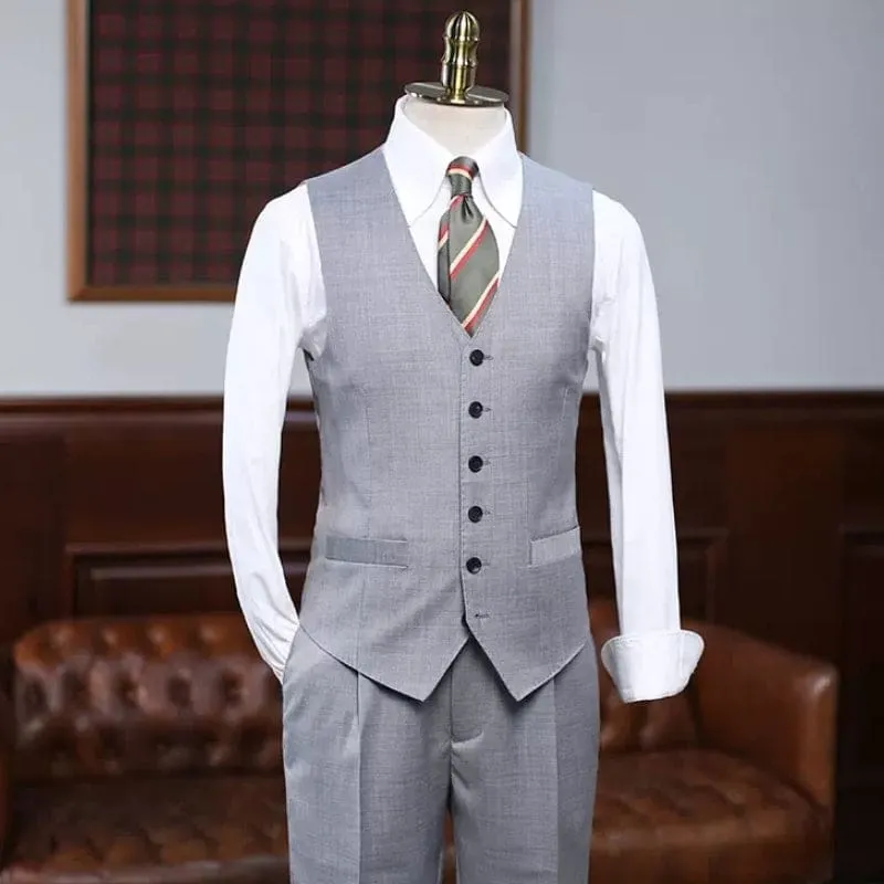 Gray Notched Lapel Three Pieces Formal Business Suits Wedding Suits