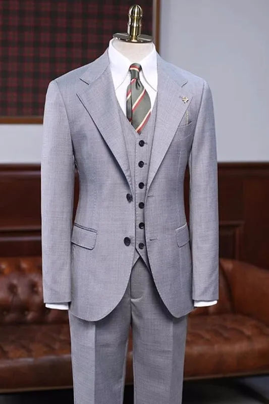 Gray Notched Lapel Three Pieces Formal Business Suits Wedding Suits