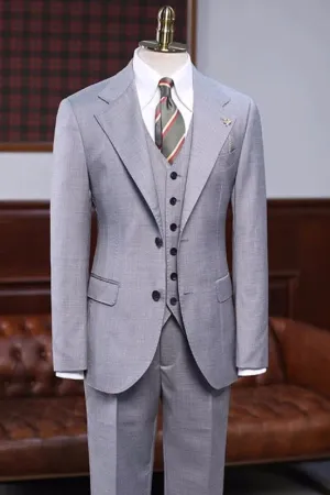 Gray Notched Lapel Three Pieces Formal Business Suits Wedding Suits