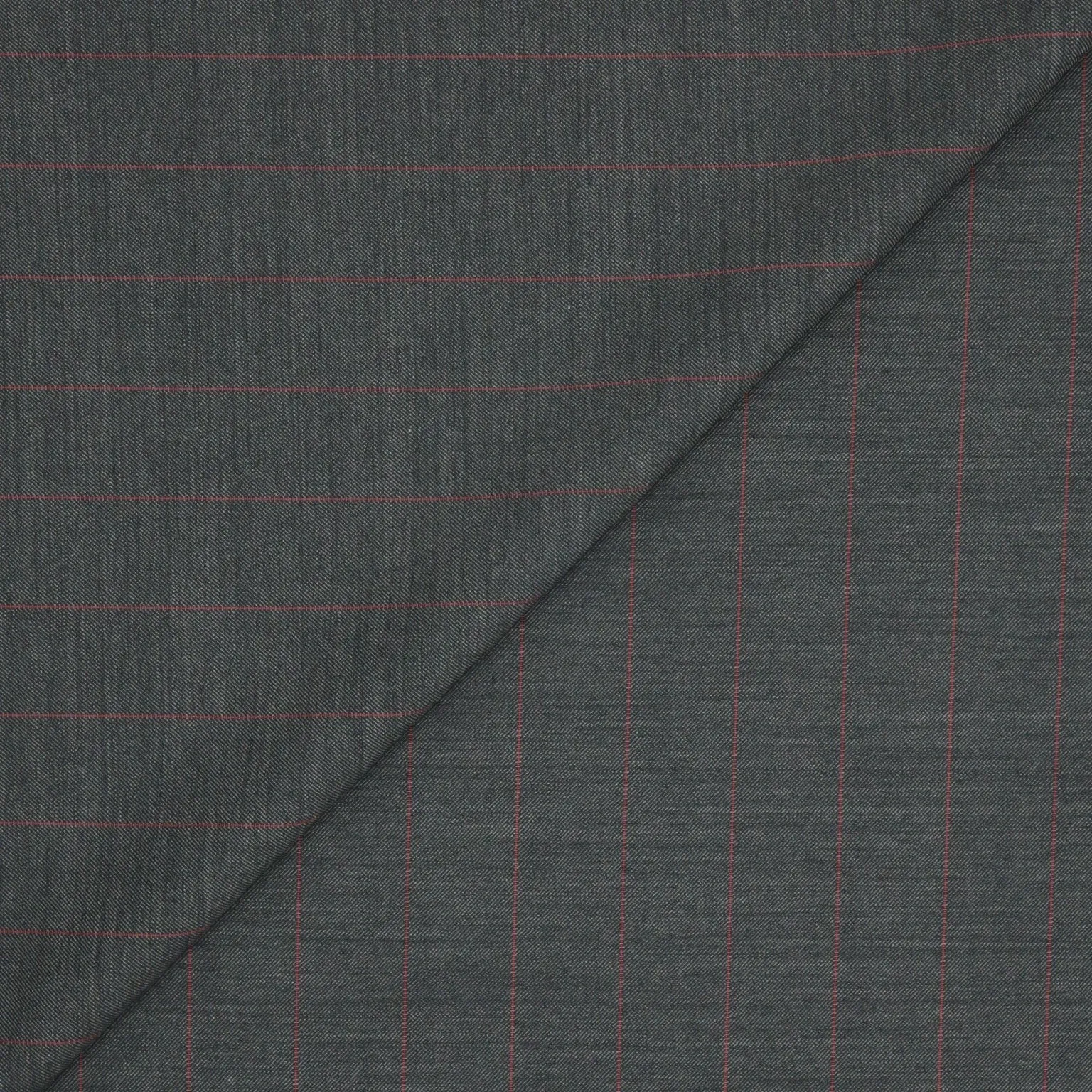 Grey with Red Stripes Exclusive Novelty Super 100's Wool Suiting Fabric