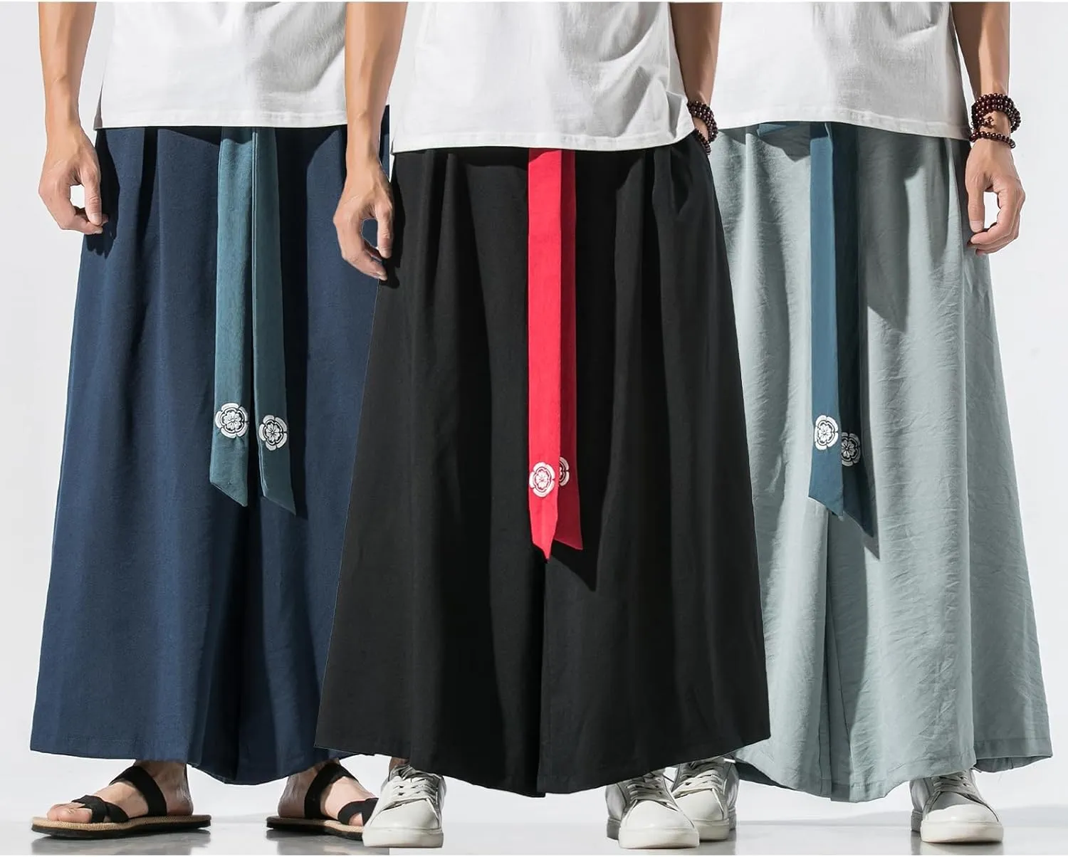 GURUNVANI Men's Wide Leg Pants Japanese Yoga Pants Hip Hop Baggy Trousers