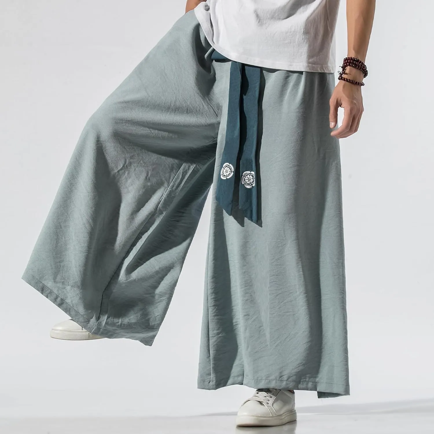 GURUNVANI Men's Wide Leg Pants Japanese Yoga Pants Hip Hop Baggy Trousers