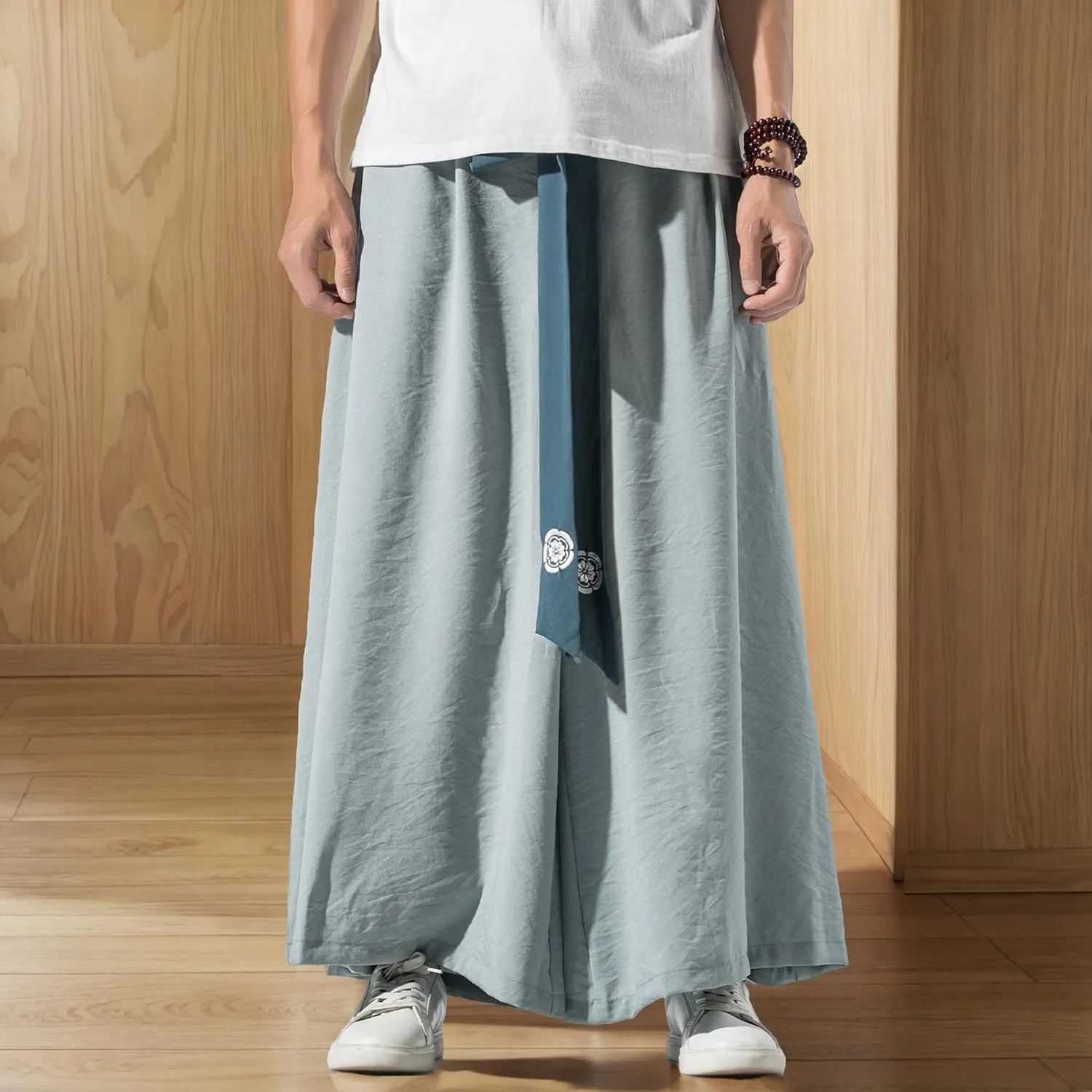 GURUNVANI Men's Wide Leg Pants Japanese Yoga Pants Hip Hop Baggy Trousers