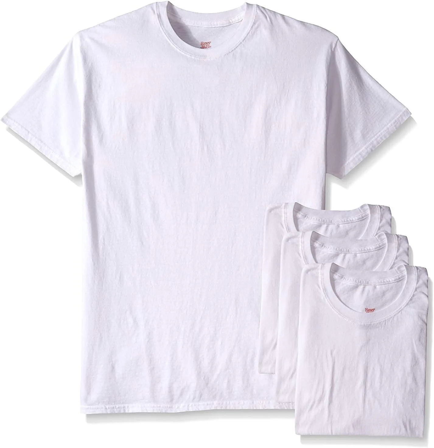 Hanes Men's 5Pack Crew Neck Tagless White Undershirts Crewneck T-Shirts, S