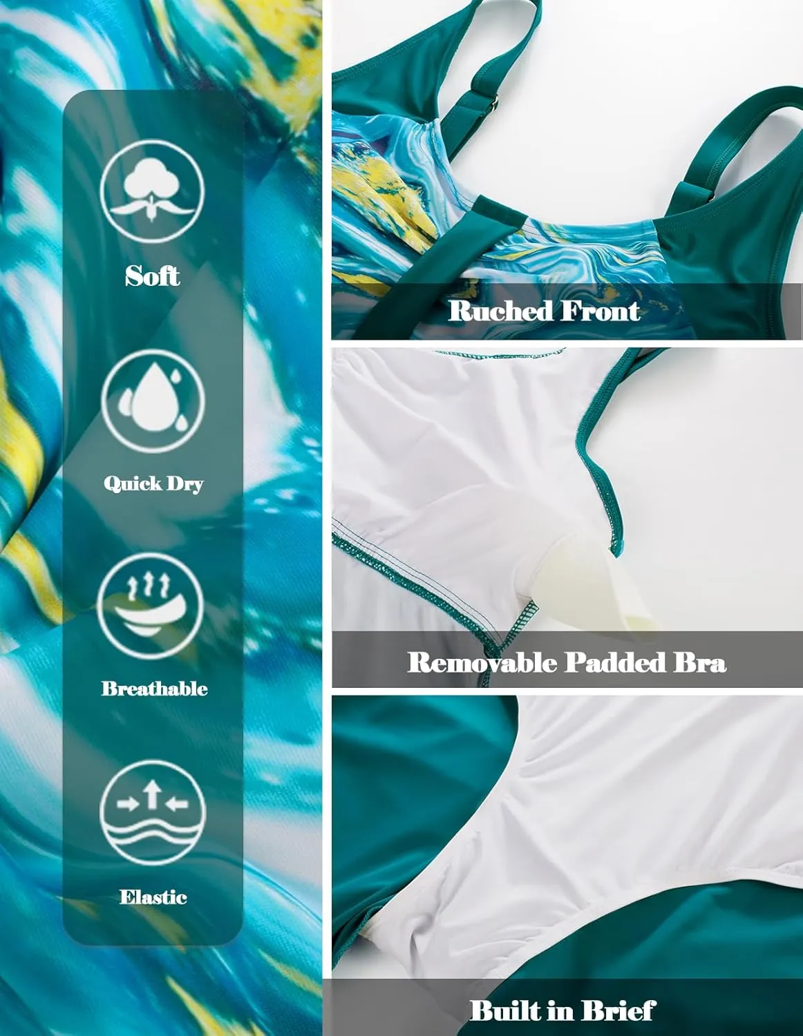 Hanna Nikole Women's Plus Size Tankini Swimsuits Two Piece Bathing Suit Flowy Rash Guard Swimwear with Capris Shorts