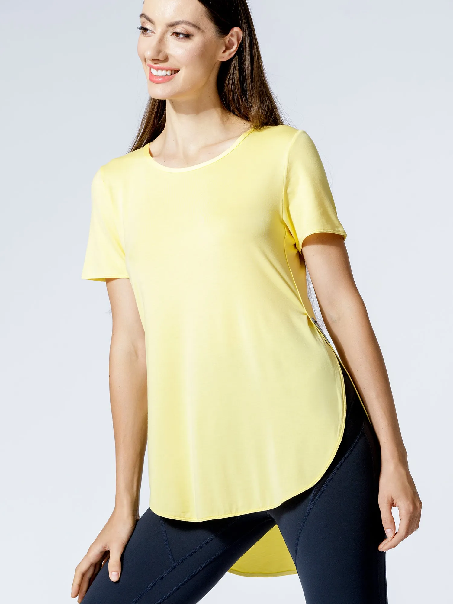 HI LO SIDE SPLIT TEE, JASMINE