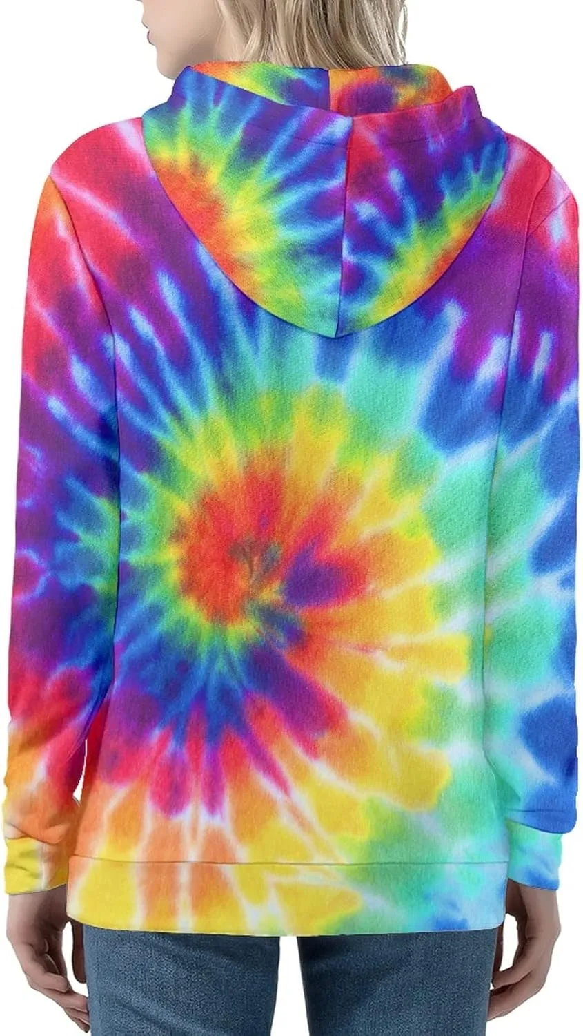 Irisjudy Color Stripes Zip up Hoodies for Women, Monet Art Sport Sweatshirt Women Ladies Hooded Tops for Spring Fall