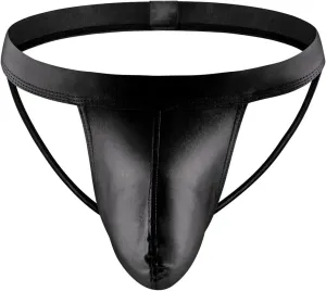 JEsilunmaMY Men's Butt-Flaunting Jockstrap Patent Leather U Convex Pouch Thongs Lingerie Backless Athletic Supporter Panties