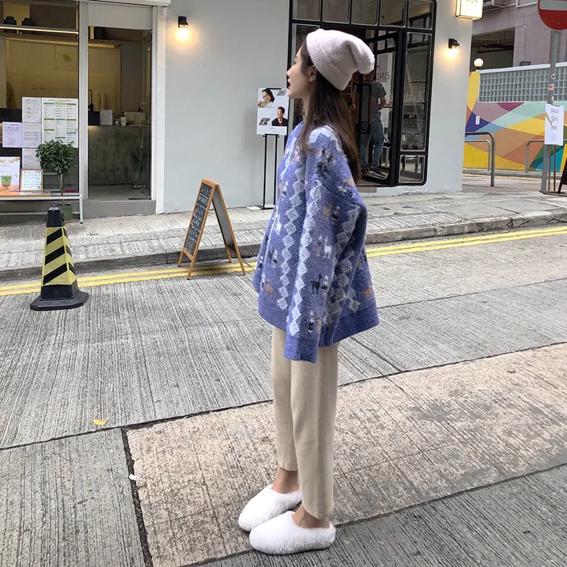 [Korean Style] Anna Deer Pattern Knit Sweater
