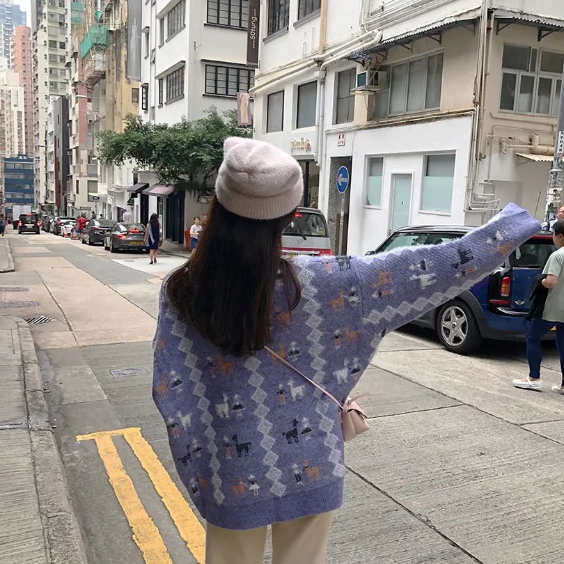 [Korean Style] Anna Deer Pattern Knit Sweater