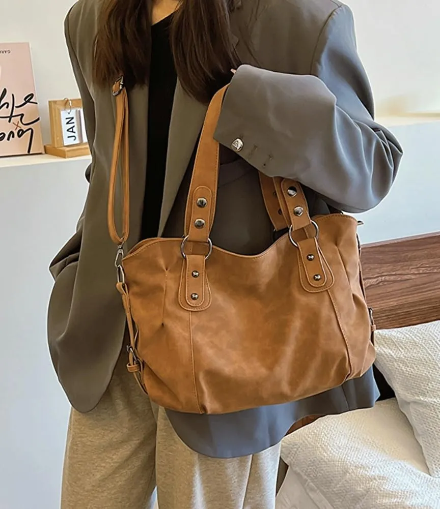 Large Capacity Tote Bag for Women Soft Vegan Leather Shoulder Crossbody Purse Casual Working Handbag Satchel