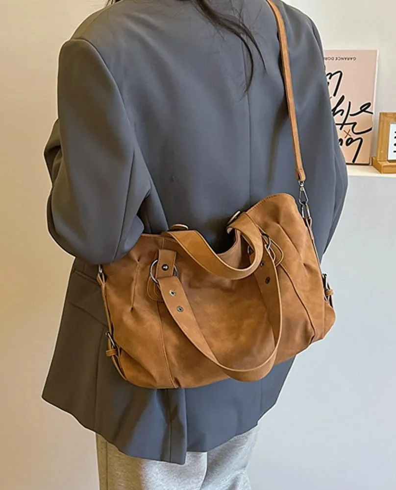 Large Capacity Tote Bag for Women Soft Vegan Leather Shoulder Crossbody Purse Casual Working Handbag Satchel