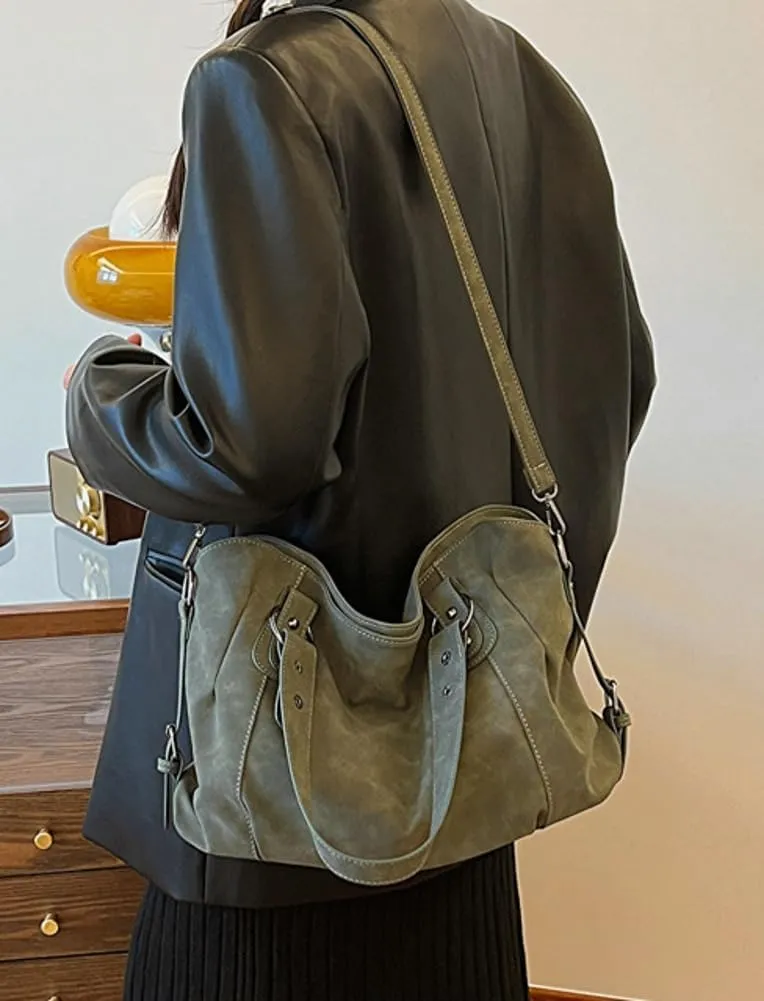 Large Capacity Tote Bag for Women Soft Vegan Leather Shoulder Crossbody Purse Casual Working Handbag Satchel