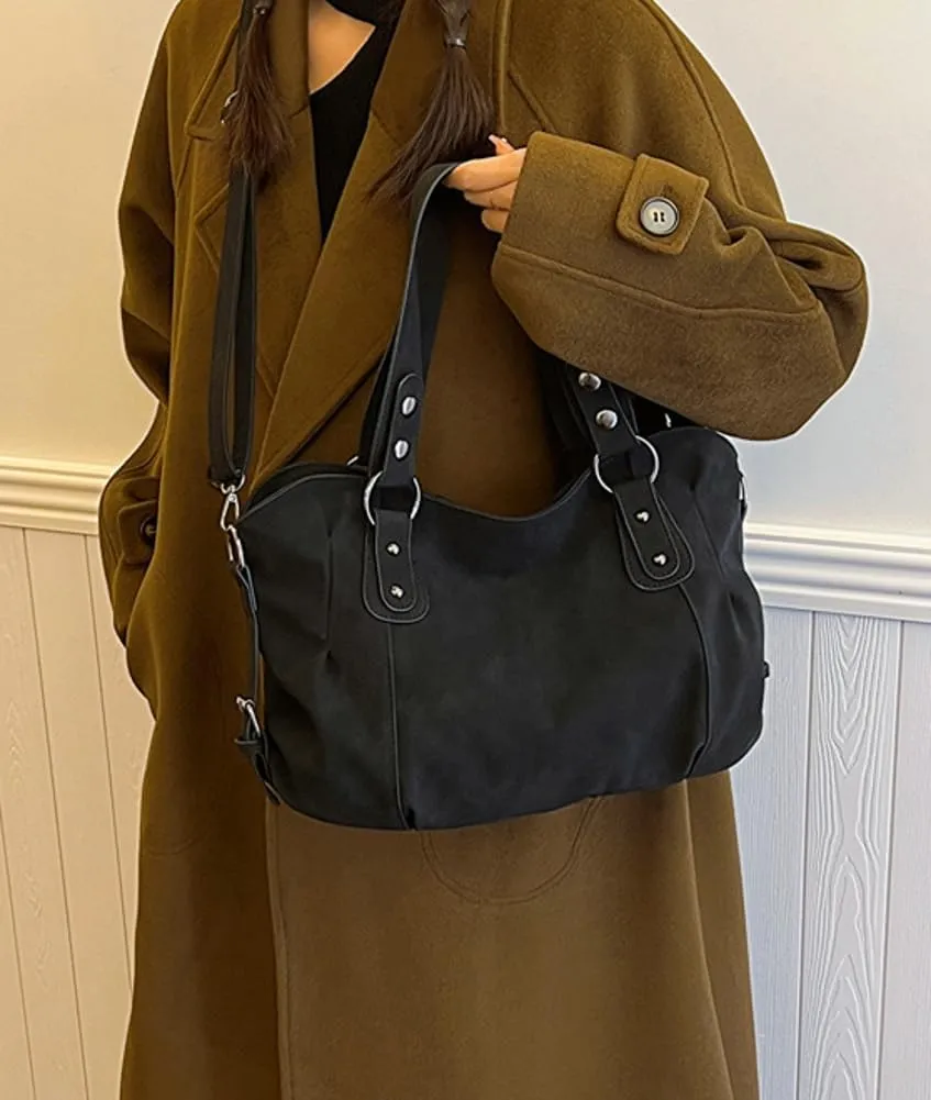 Large Capacity Tote Bag for Women Soft Vegan Leather Shoulder Crossbody Purse Casual Working Handbag Satchel