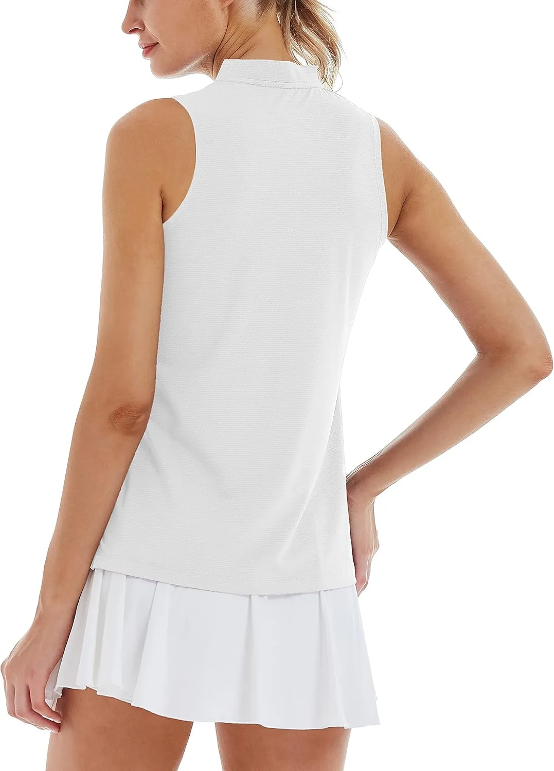 LastFor1 Women's Golf Polo Sleeveless Shirt Zip-Up UPF 50  UV Protection Athletic Tops Slim Fit Quick Dry Lightweight