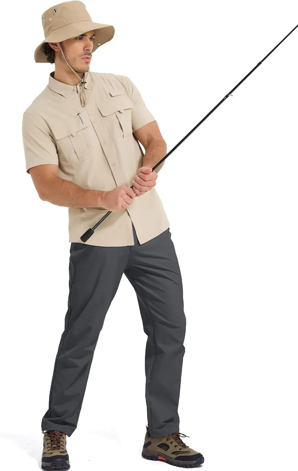 MAGCOMSEN Men's Lightweight Hiking Pants with 4 Pockets Water Resistant Quick Dry Fishing Travel Work Outddoor Pants