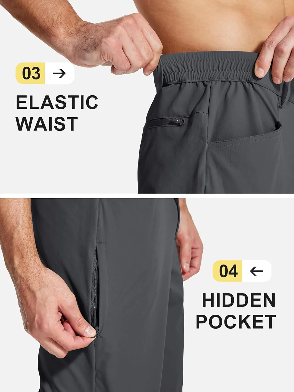 MAGCOMSEN Men's Lightweight Hiking Pants with 4 Pockets Water Resistant Quick Dry Fishing Travel Work Outddoor Pants