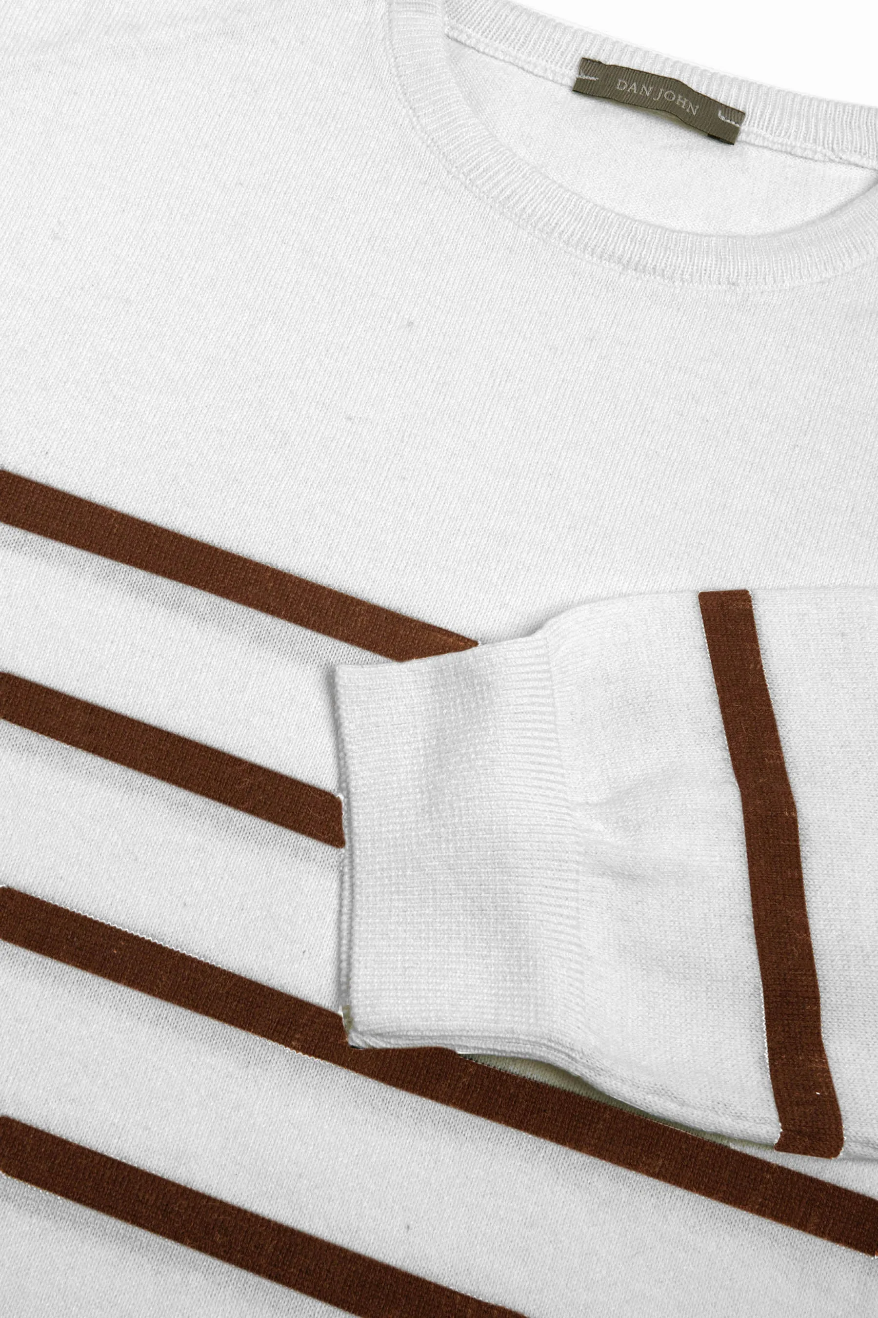 Maglia girocollo a righe biscotto