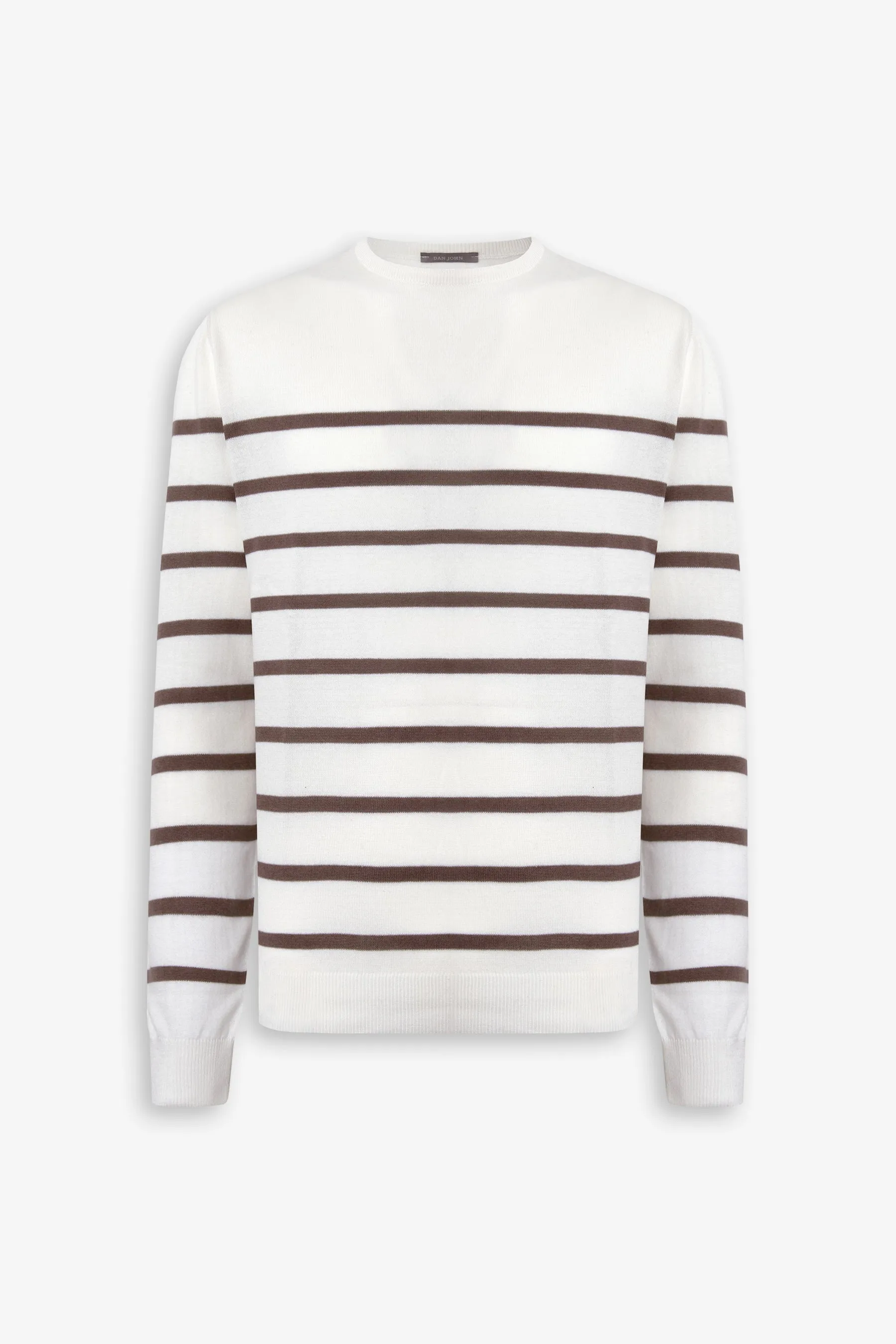 Maglia girocollo a righe biscotto