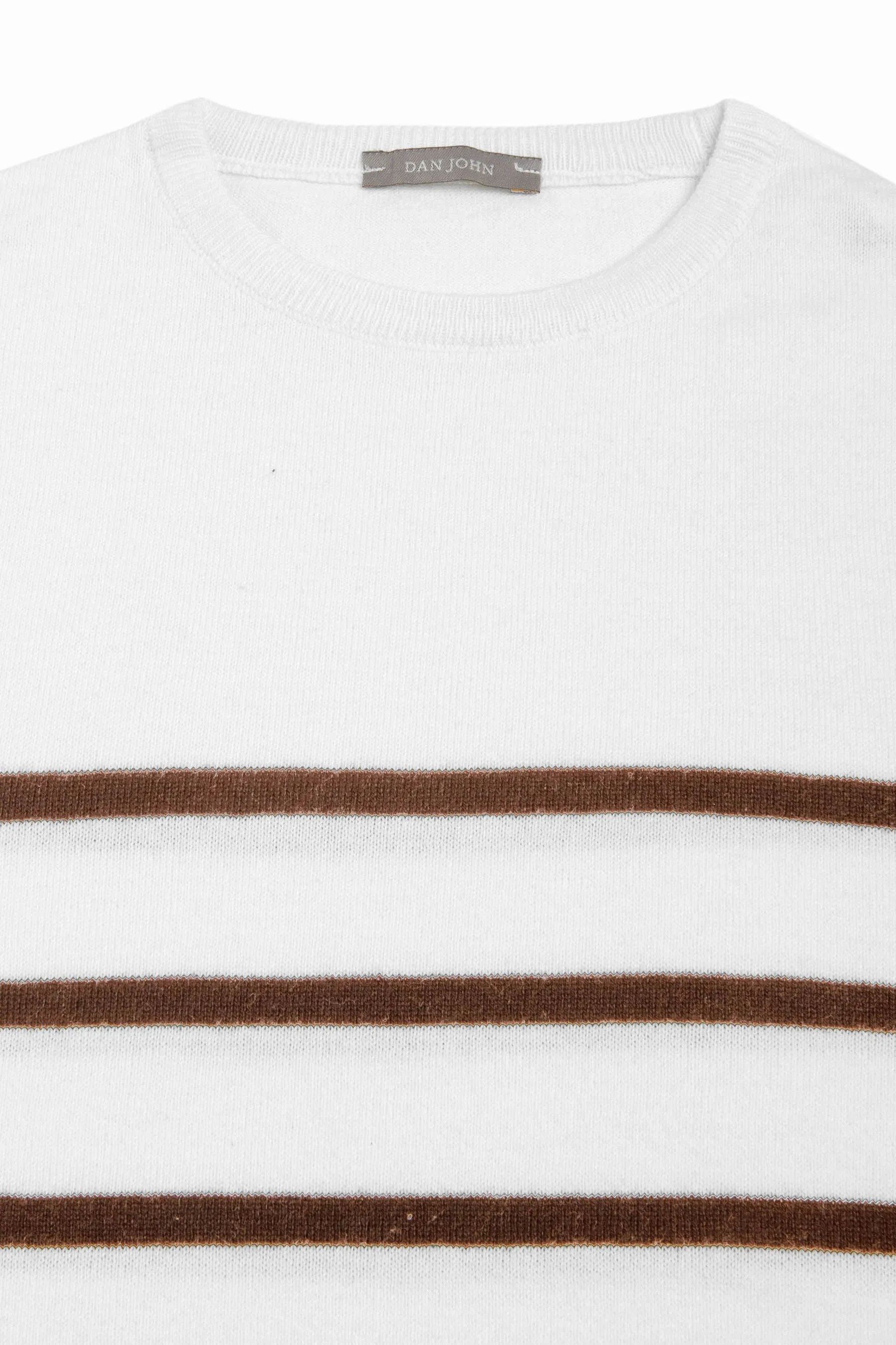 Maglia girocollo a righe biscotto