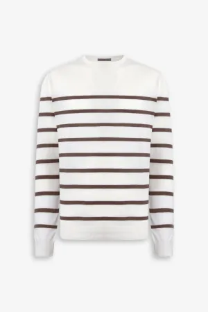 Maglia girocollo a righe biscotto
