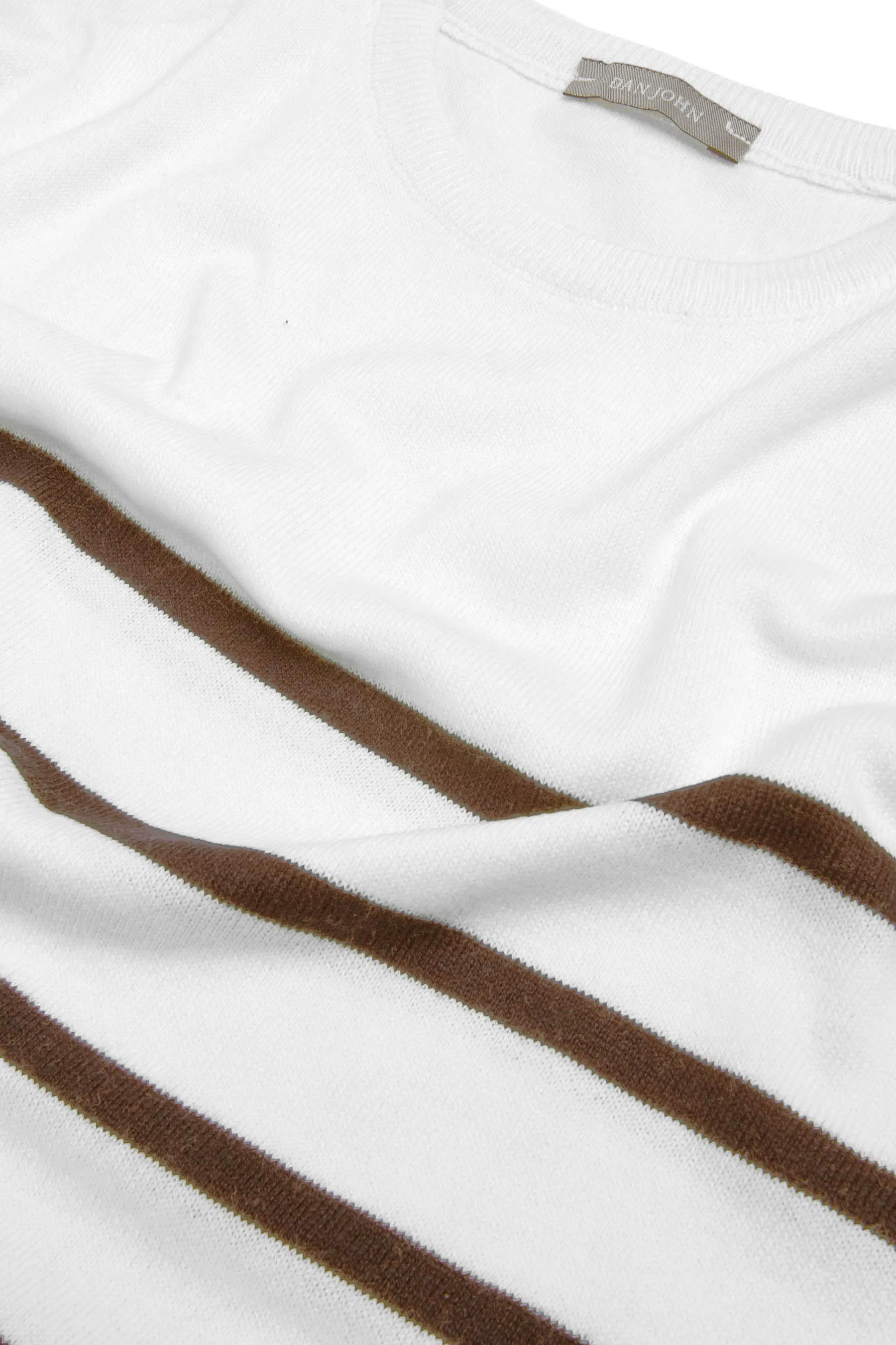 Maglia girocollo a righe biscotto