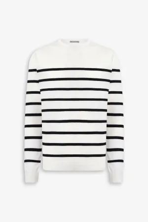 Maglia girocollo a righe blu