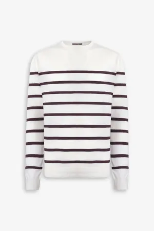 Maglia girocollo a righe melanzana