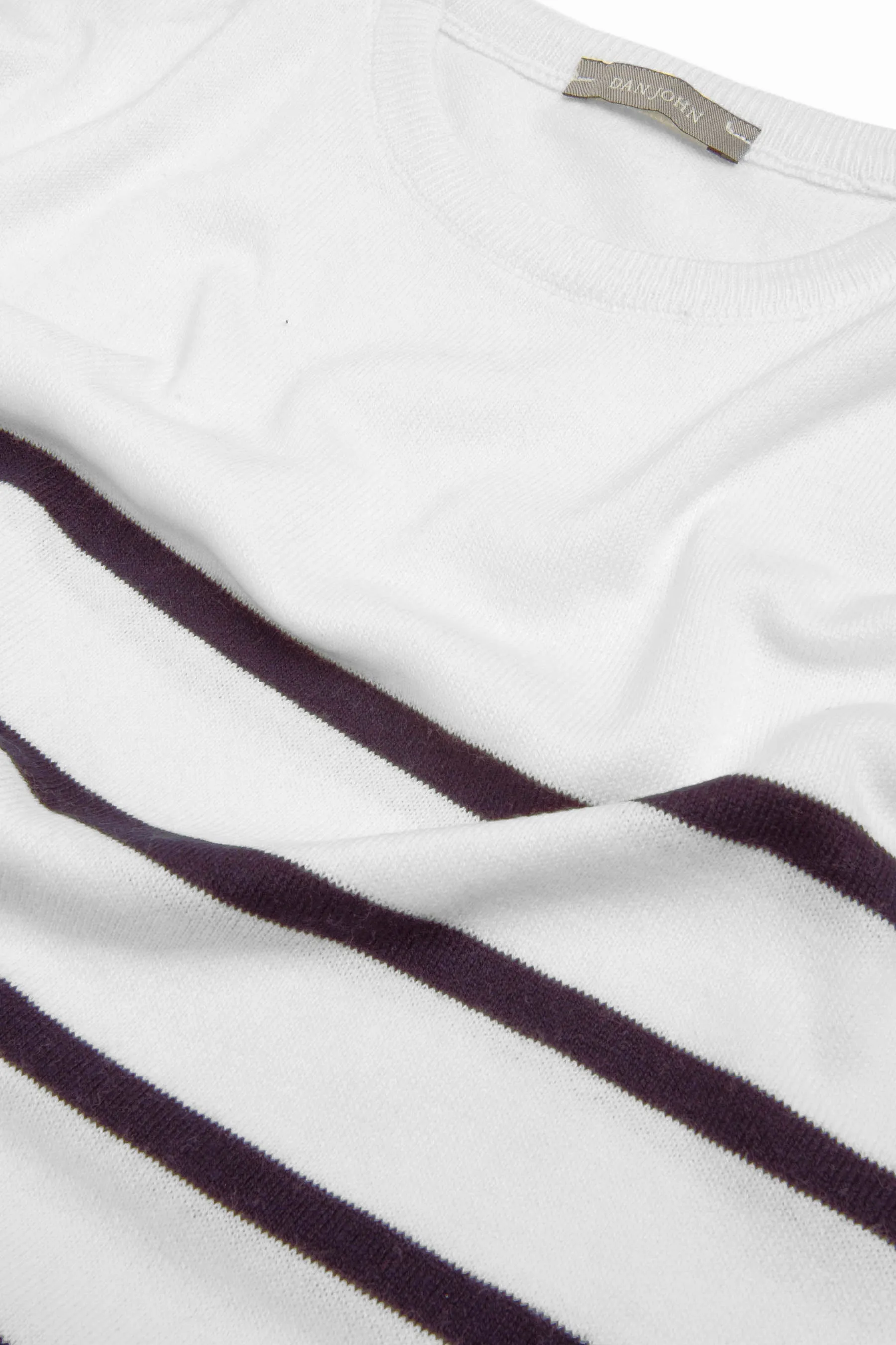 Maglia girocollo a righe melanzana