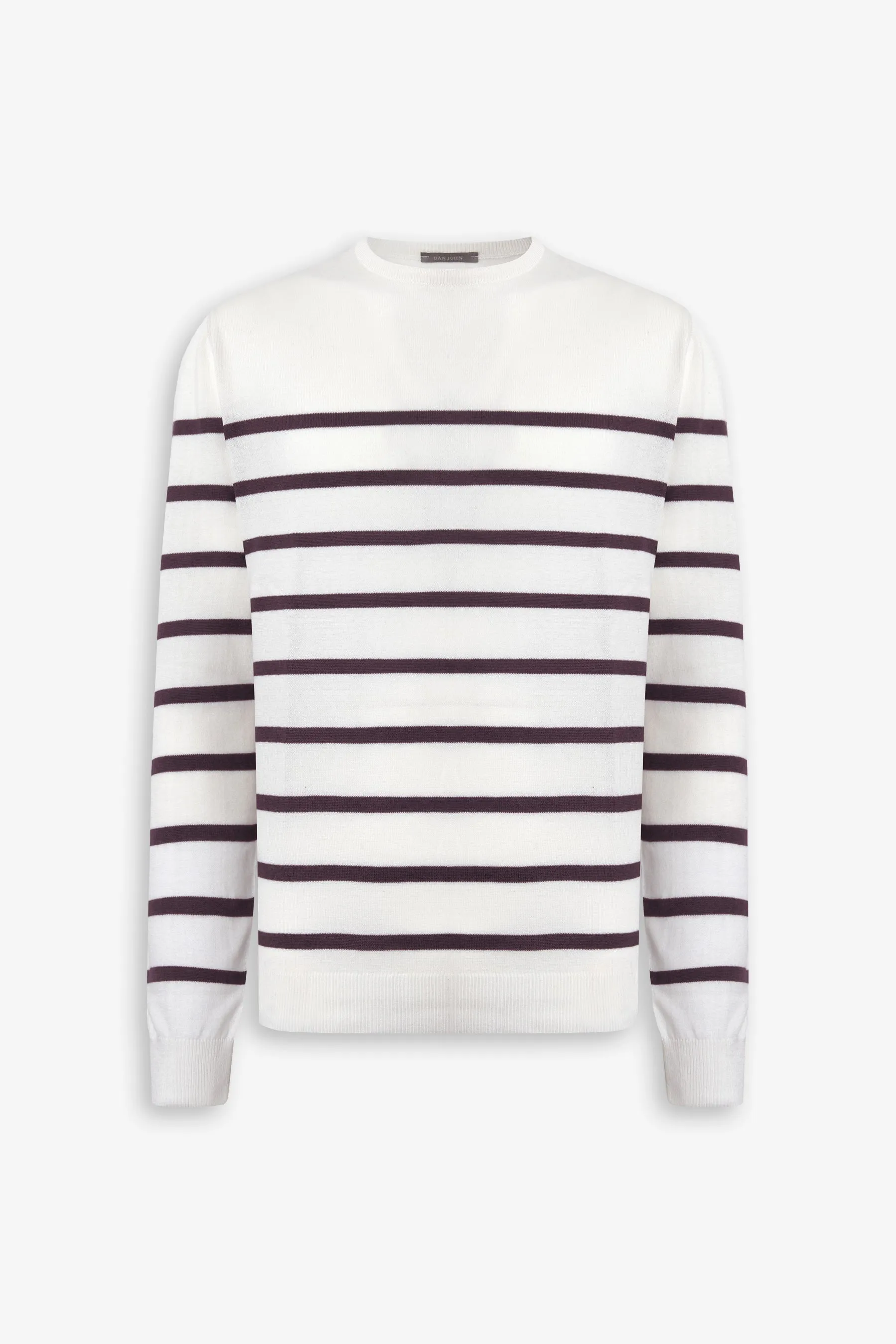 Maglia girocollo a righe melanzana