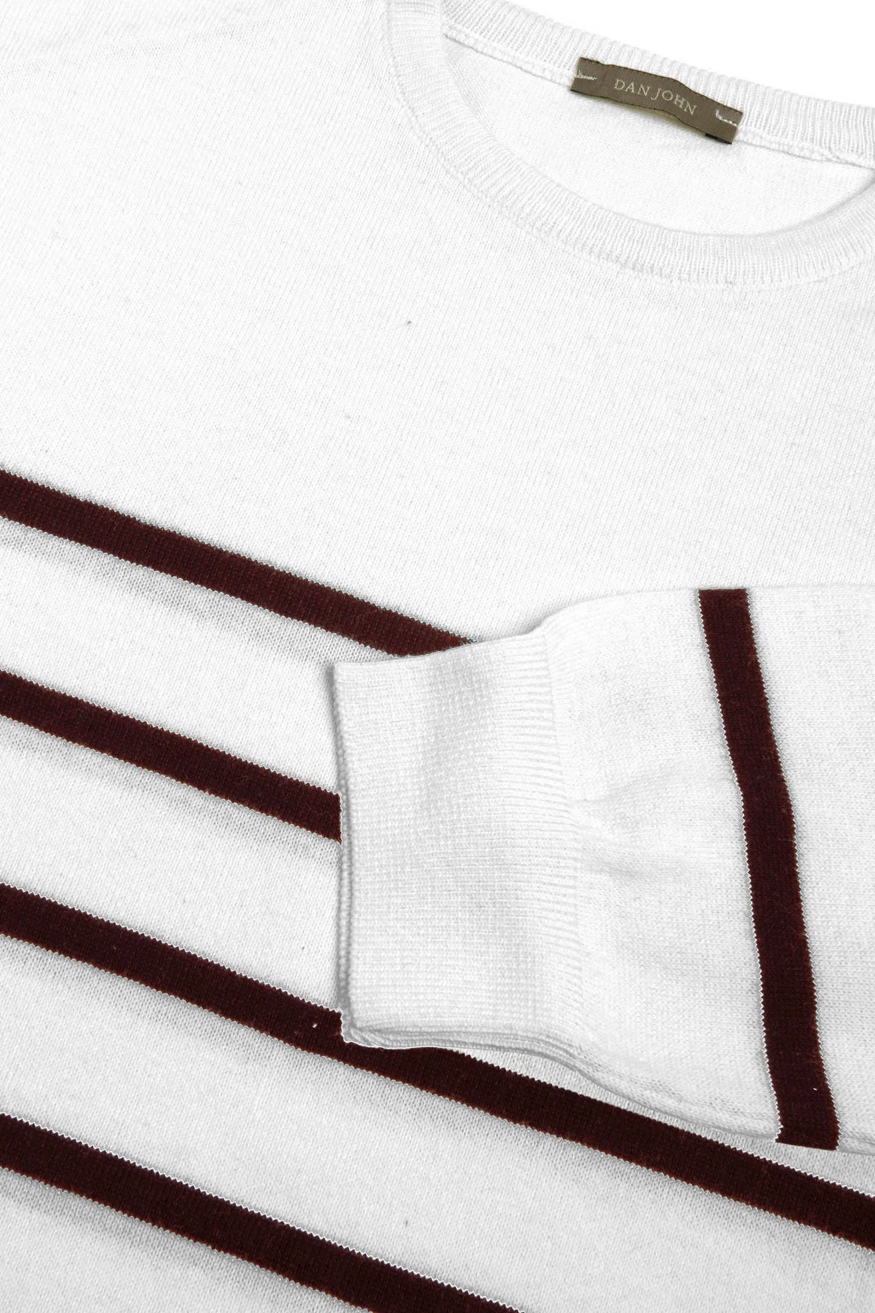 Maglia girocollo a righe melanzana