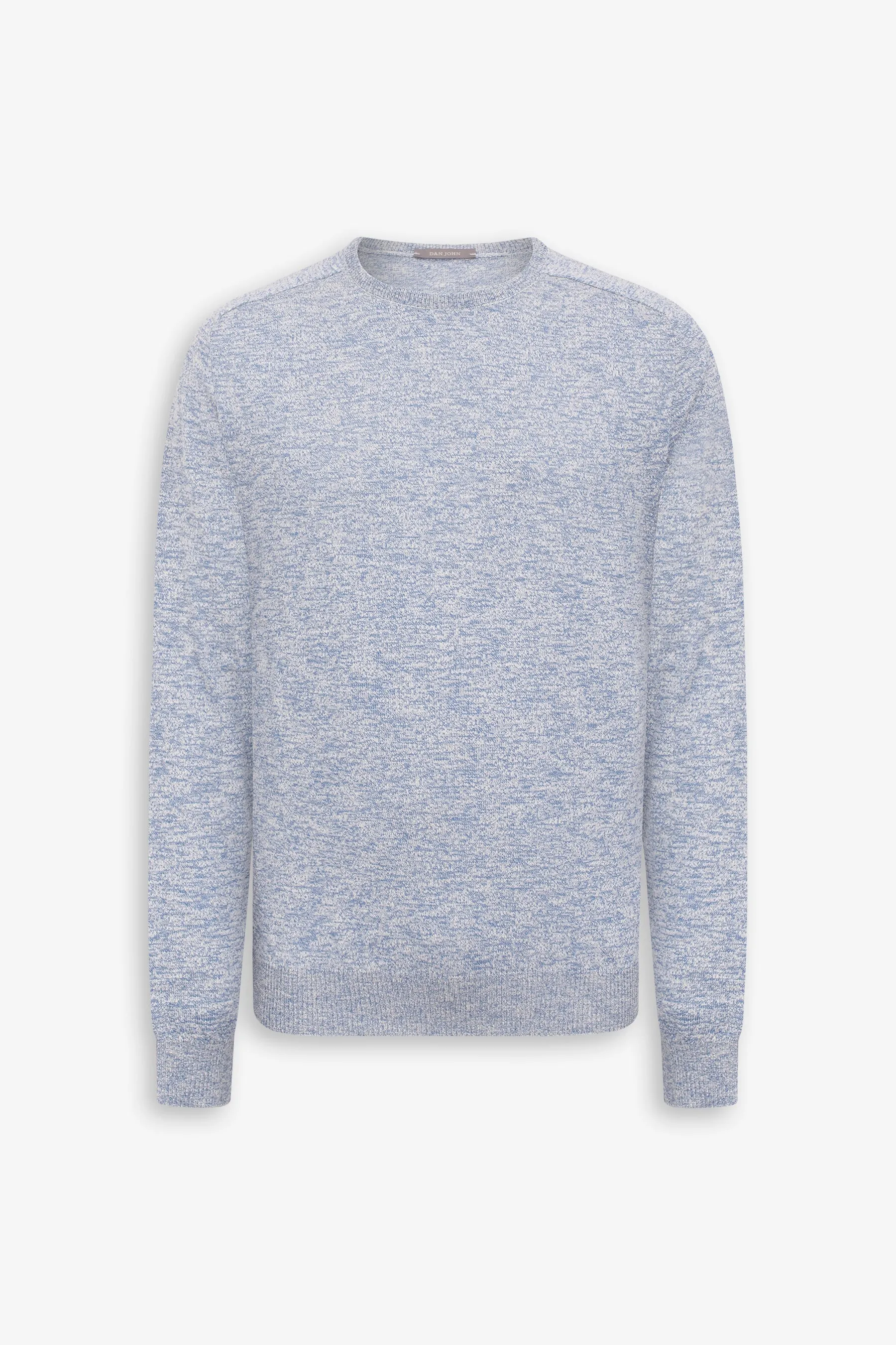 Maglia girocollo inserti a coste inglesi cielo