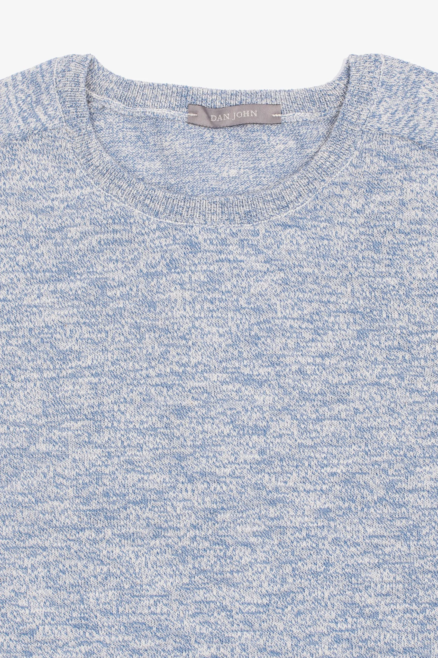 Maglia girocollo inserti a coste inglesi cielo