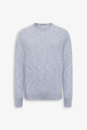 Maglia girocollo inserti a coste inglesi cielo