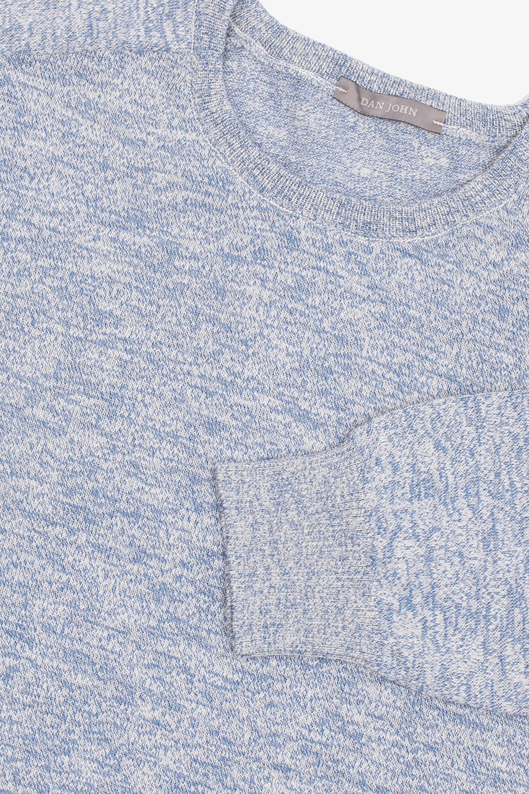 Maglia girocollo inserti a coste inglesi cielo