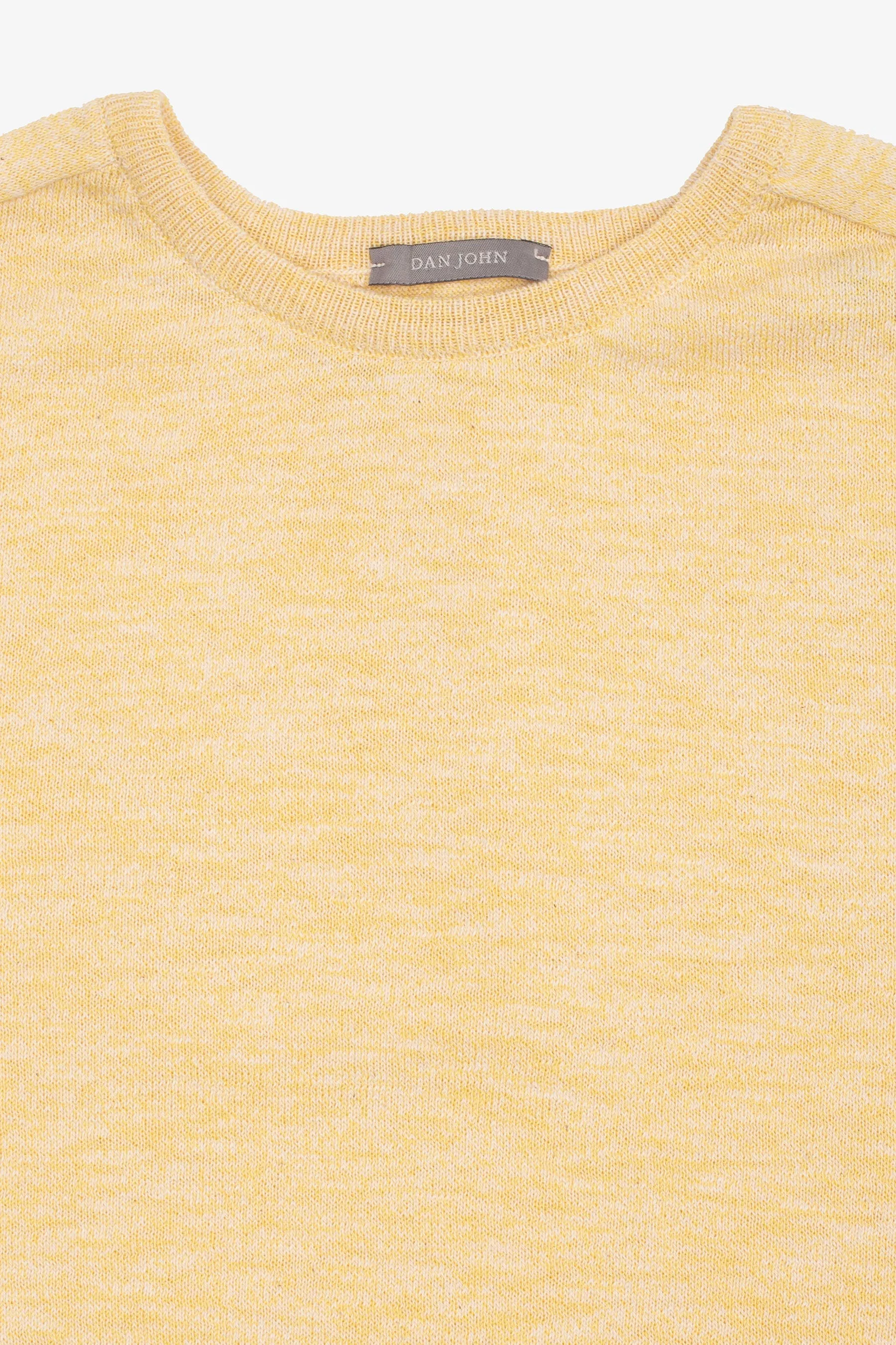 Maglia girocollo inserti a coste inglesi giallo