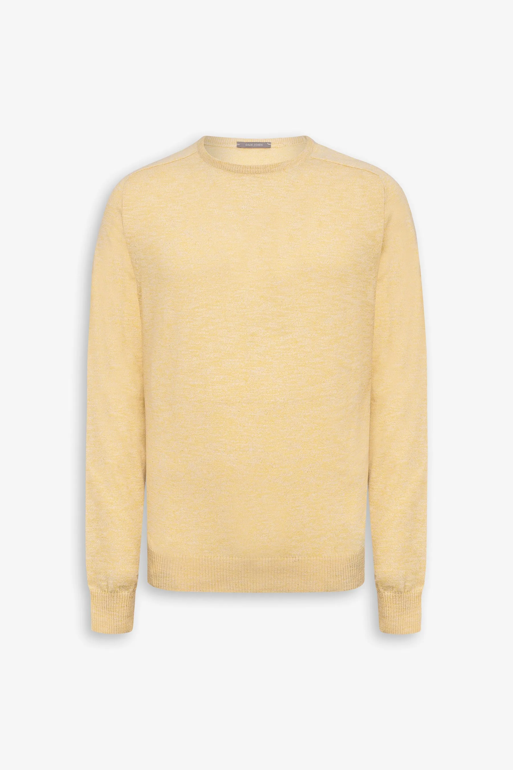 Maglia girocollo inserti a coste inglesi giallo