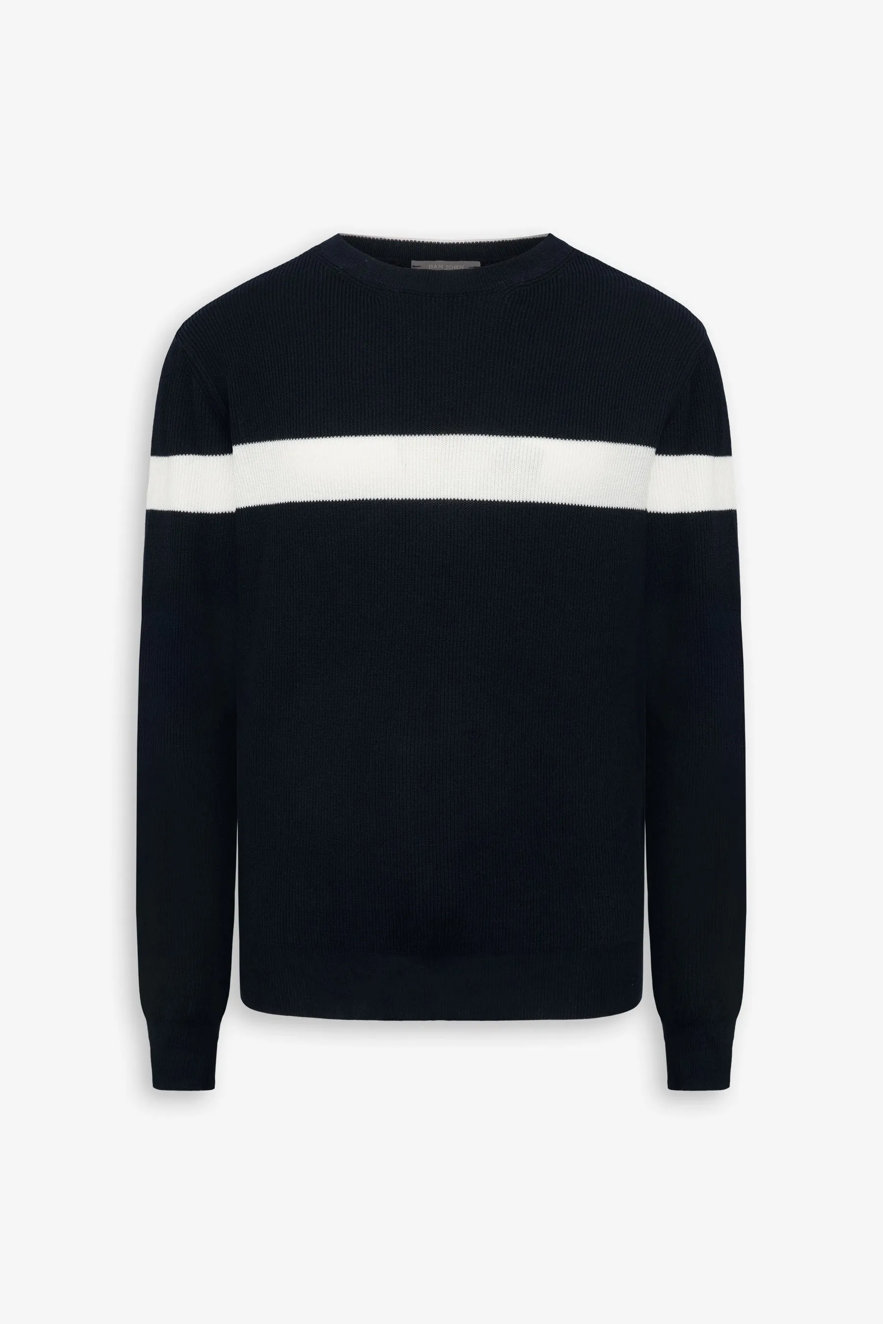 Maglia girocollo riga piazzata blu
