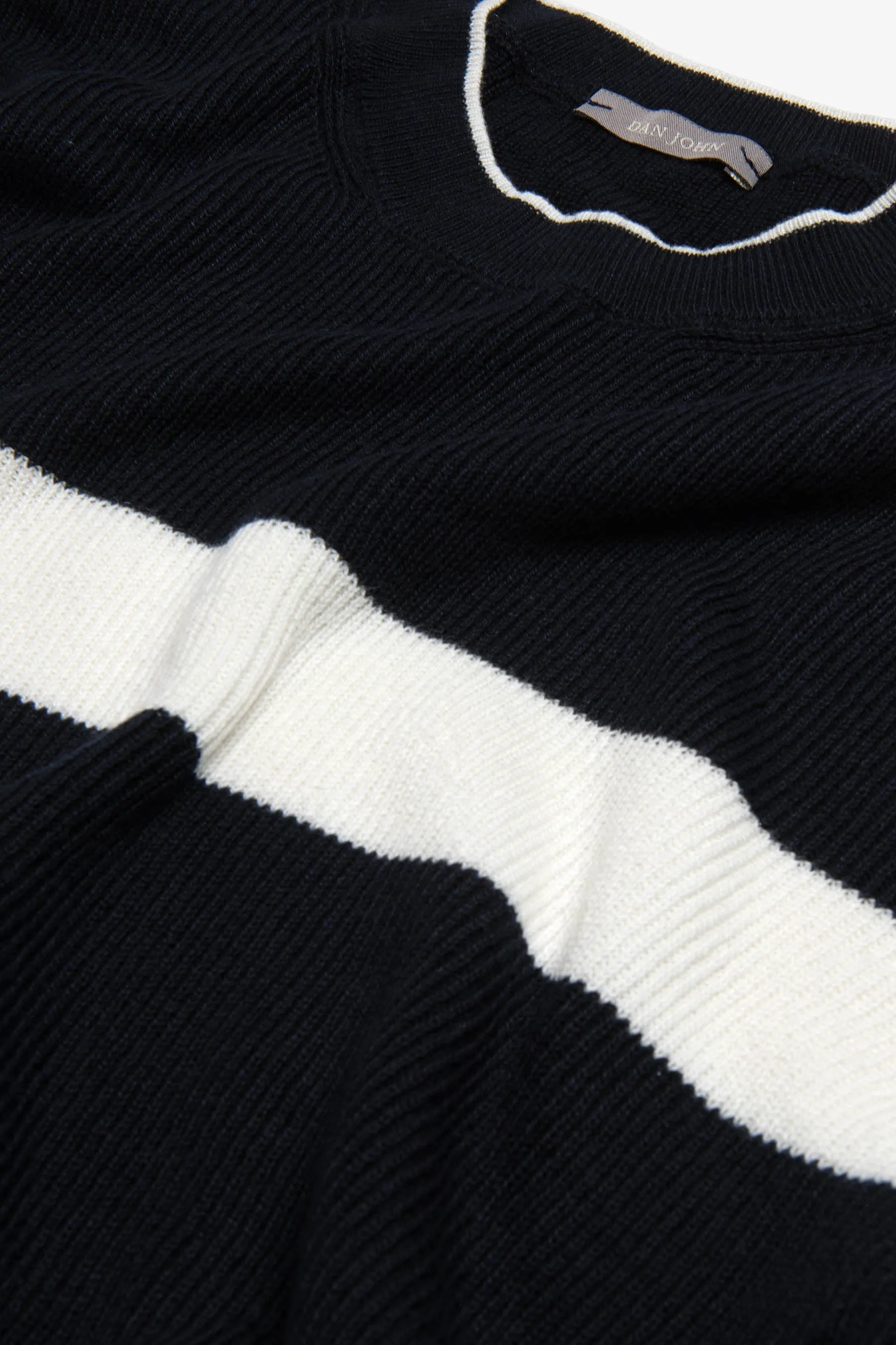Maglia girocollo riga piazzata blu