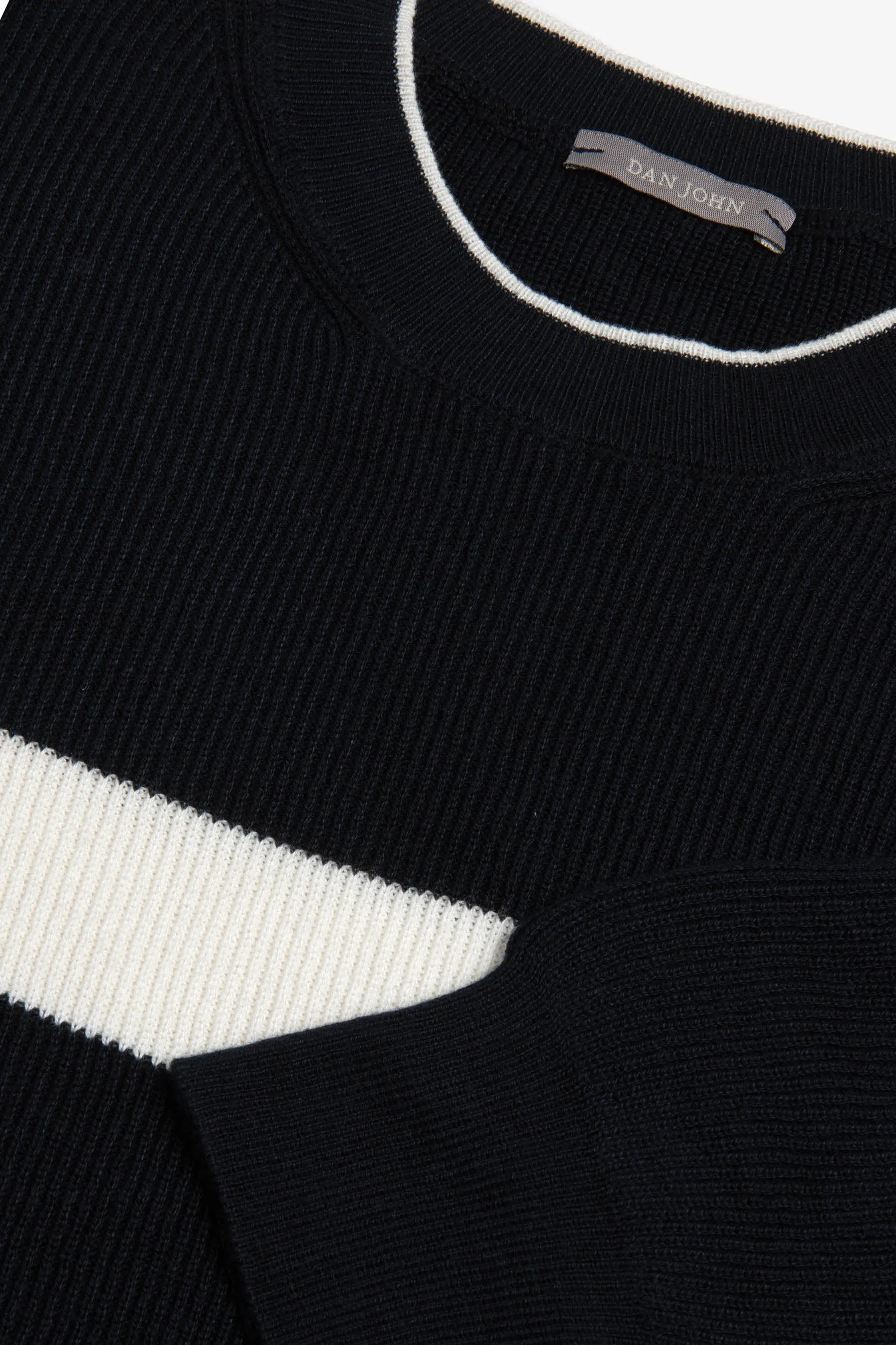 Maglia girocollo riga piazzata blu