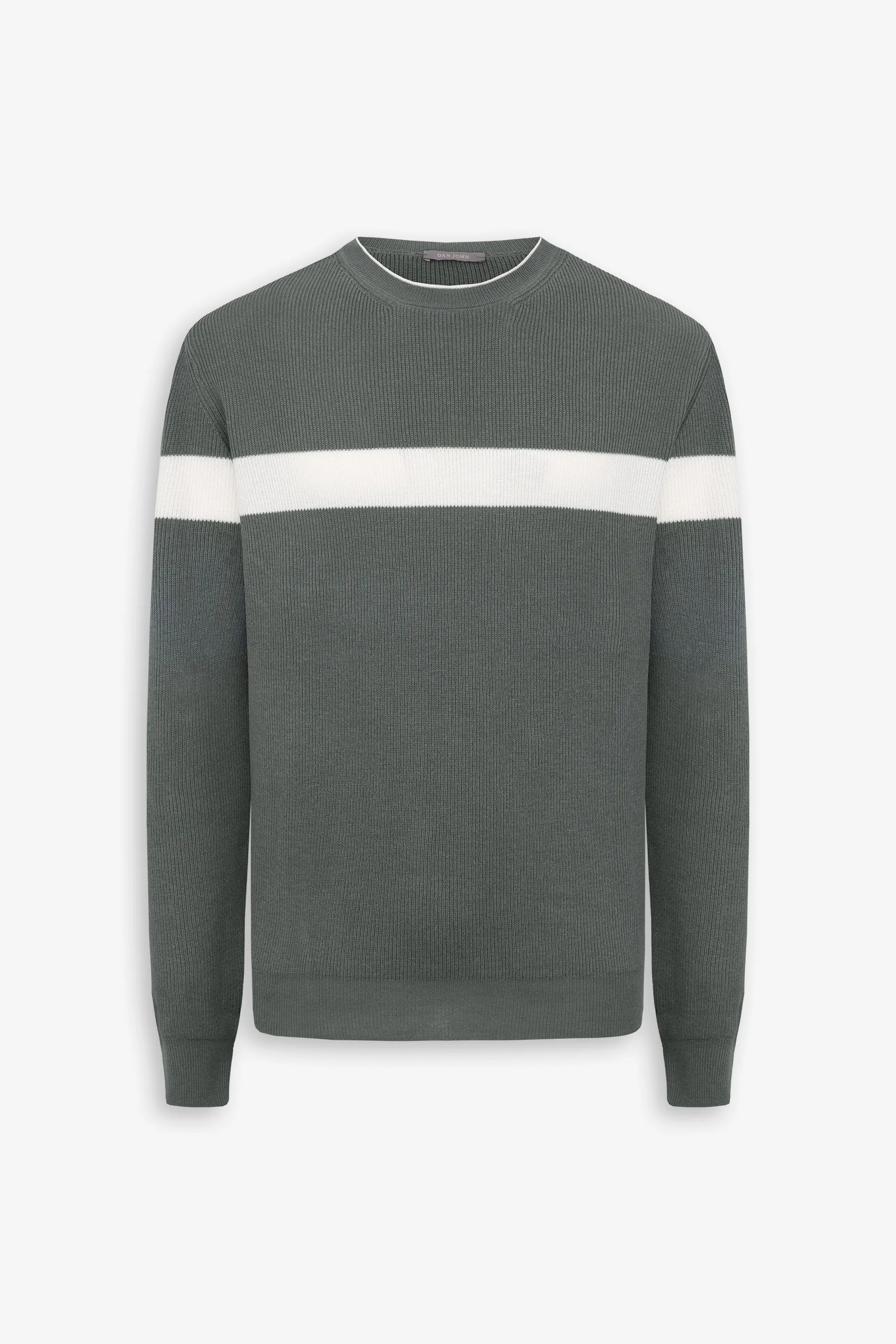Maglia girocollo riga piazzata verde malva