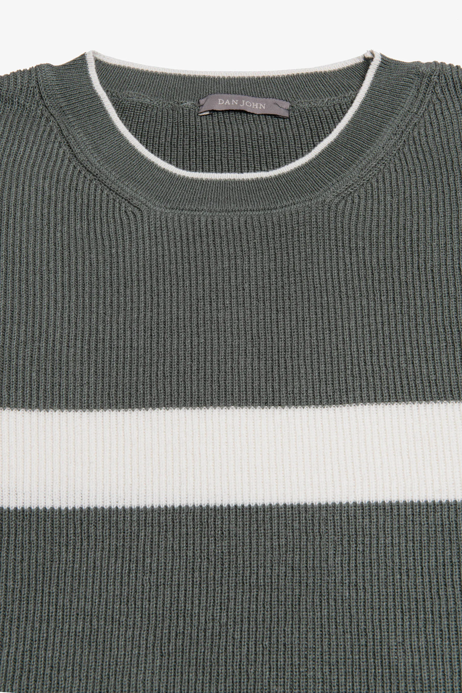Maglia girocollo riga piazzata verde malva