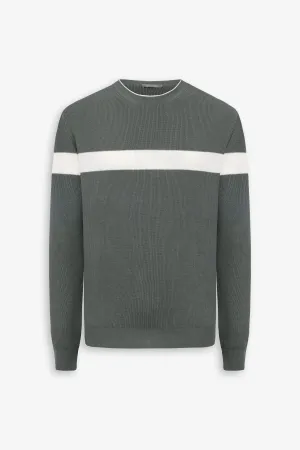 Maglia girocollo riga piazzata verde malva