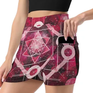 Mandala Mystical Geometric Polygonal Women's Skort Athletic Skirt Golf Skorts A-line Skirts with Built-in Shorts Pockets