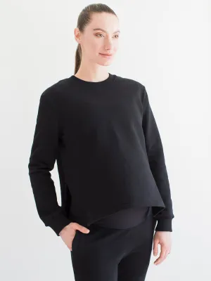 MATERNITY SIDE SPLIT SWEATSHIRT, BLACK
