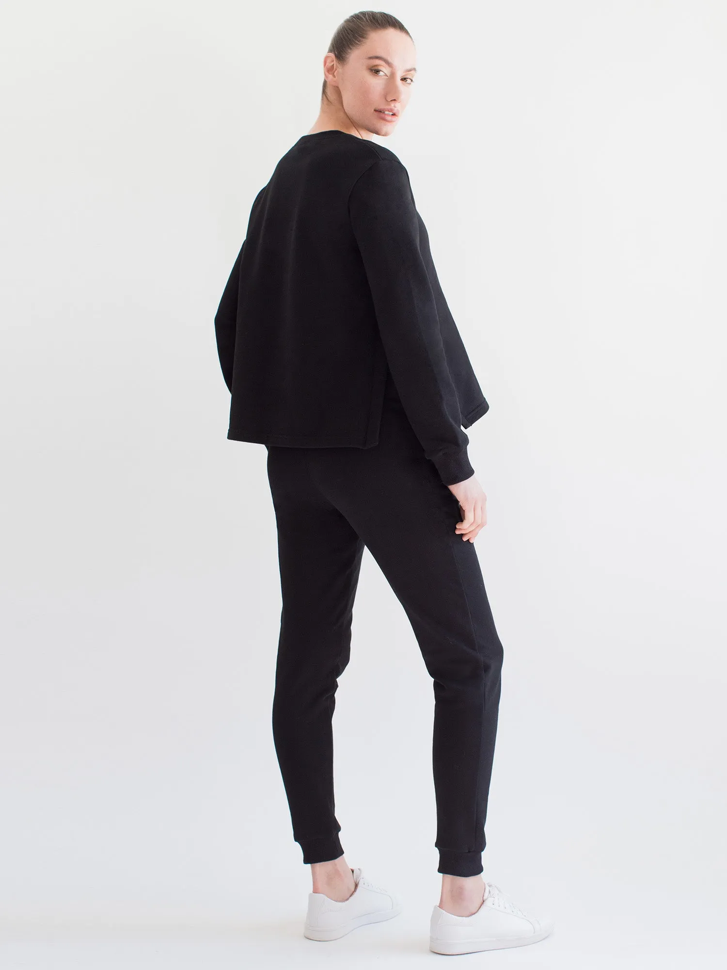 MATERNITY SIDE SPLIT SWEATSHIRT, BLACK