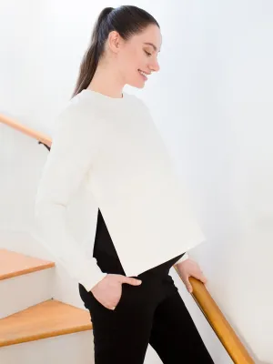 MATERNITY SIDE SPLIT SWEATSHIRT, WHITE