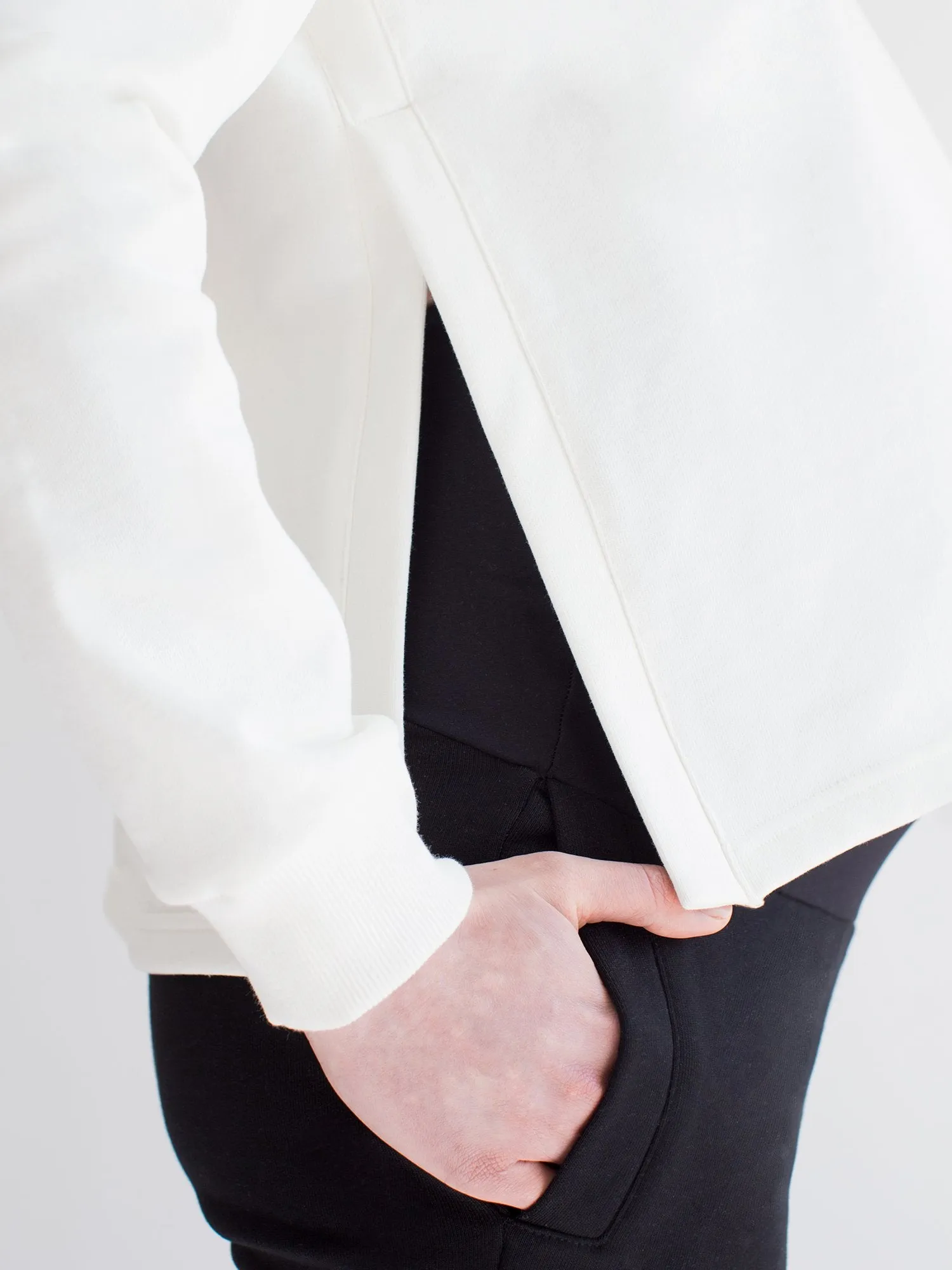 MATERNITY SIDE SPLIT SWEATSHIRT, WHITE